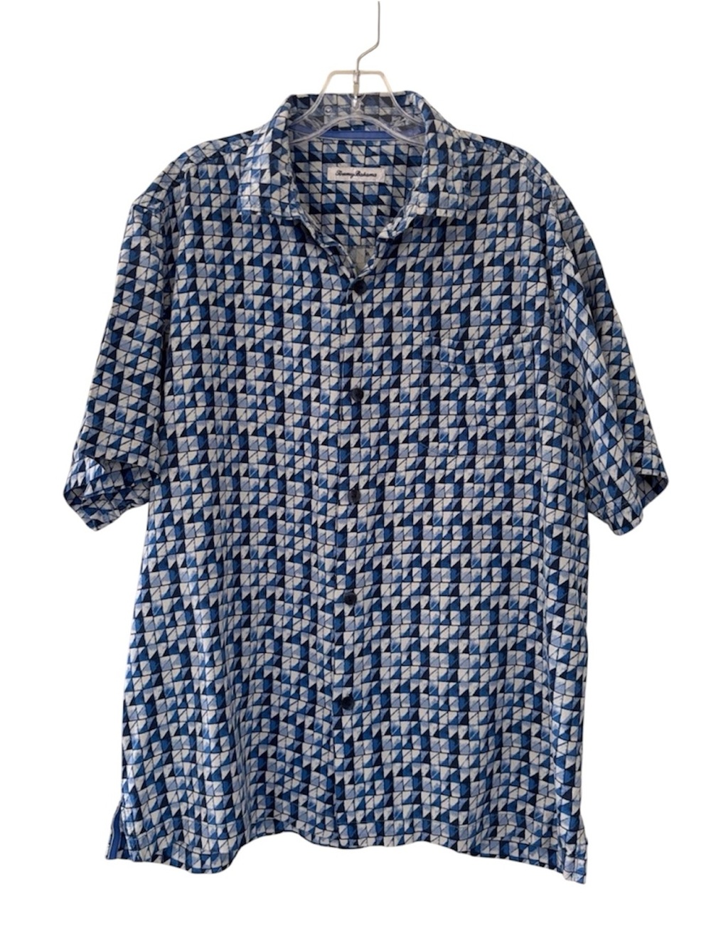 Tommy Bahama Shades Of Blue & White Patterned Button Down Shirt Size Large